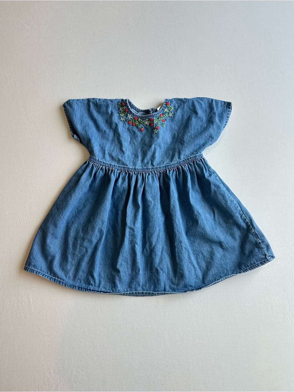 Next Floral Embroidered Denim Dress Size 4/5